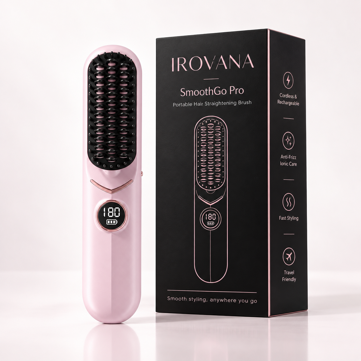 IROVANA™ SmoothGo Pro – Cordless Hair Straightening Brush