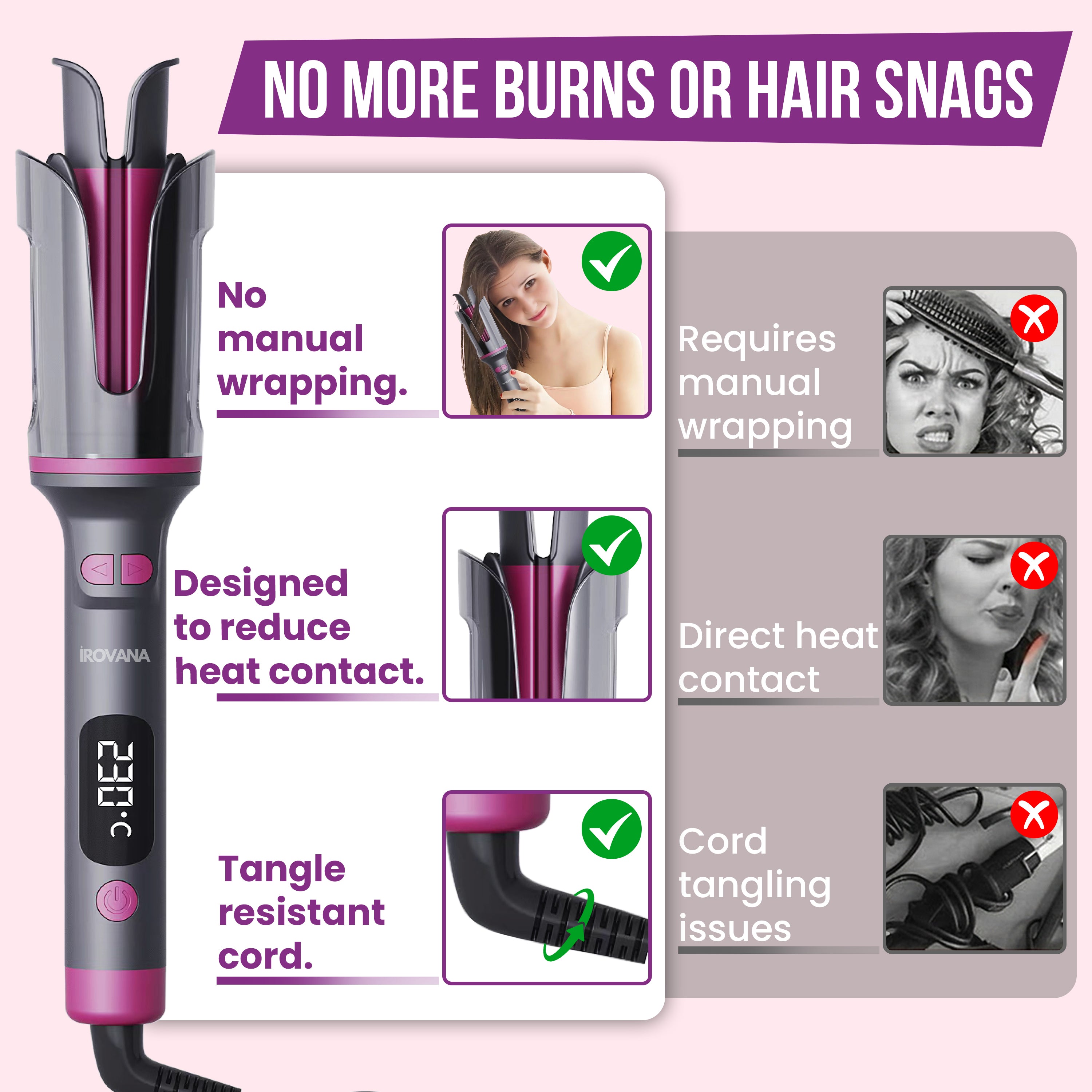 IROVANA™ CurlX Pro - Quick, Smooth and Consistent Curls Without Tangles