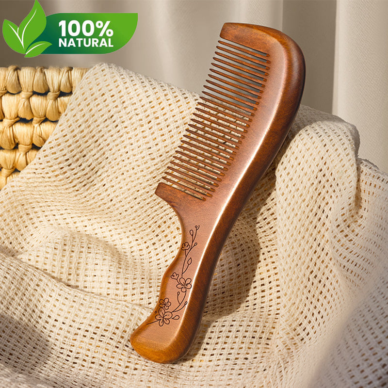 100% Natural Wood Comb - Prevents Frizz & Tangles