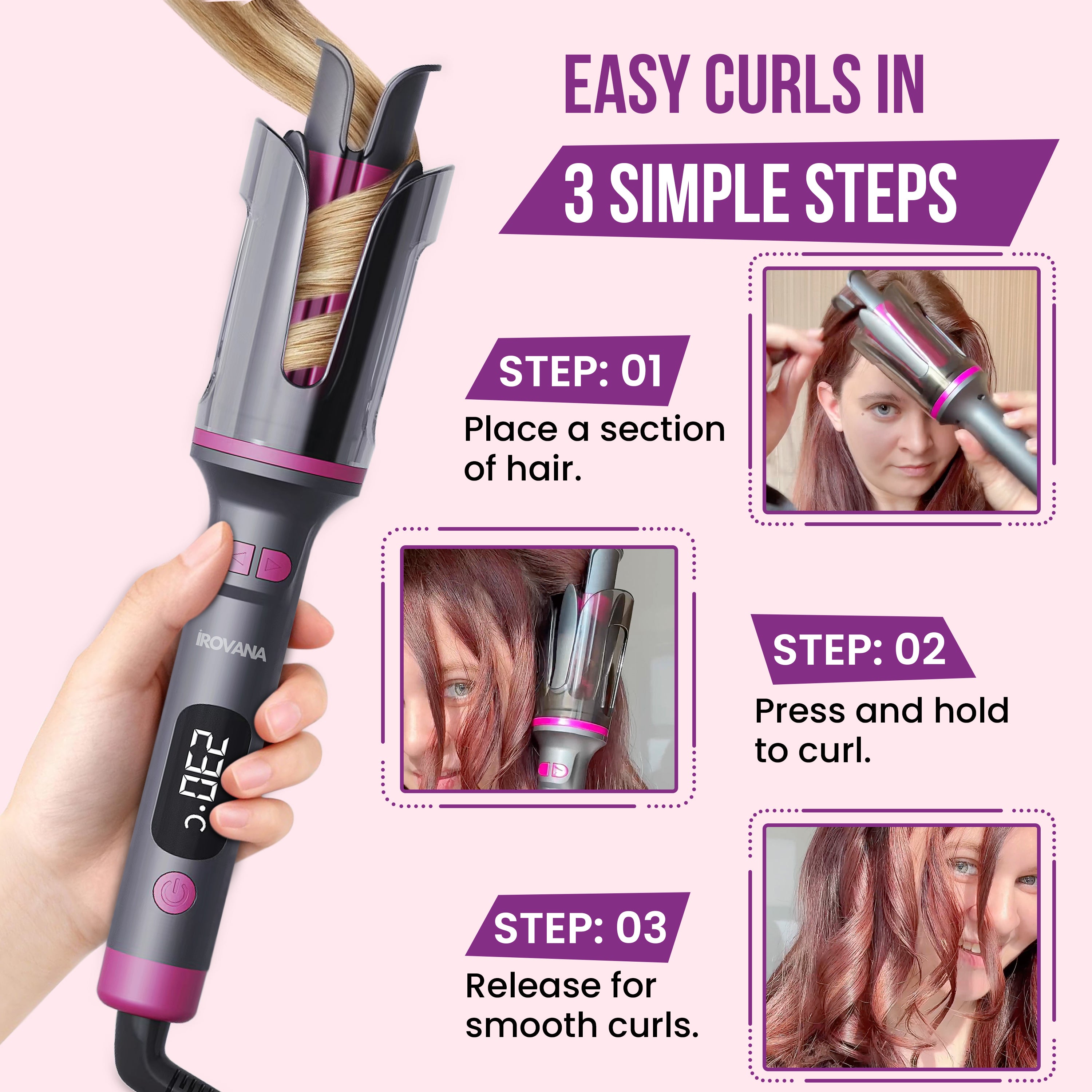 IROVANA™ CurlX Pro - Quick, Smooth and Consistent Curls Without Tangles