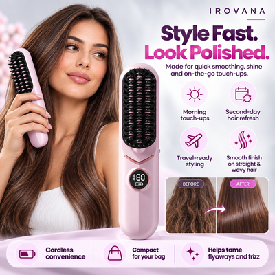 IROVANA™ SmoothGo Pro – Cordless Hair Straightening Brush